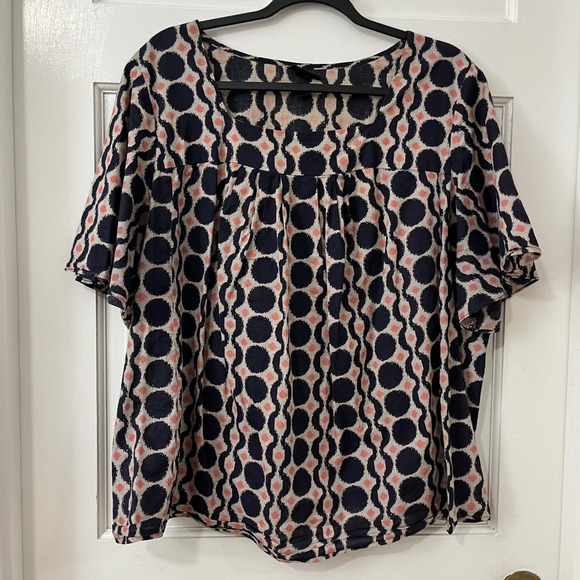 Mossimo Tops - Mossimo Blouse Womens 16W/18W 100% Cotton Geometric Ikat Flutter Sleeve Boxy